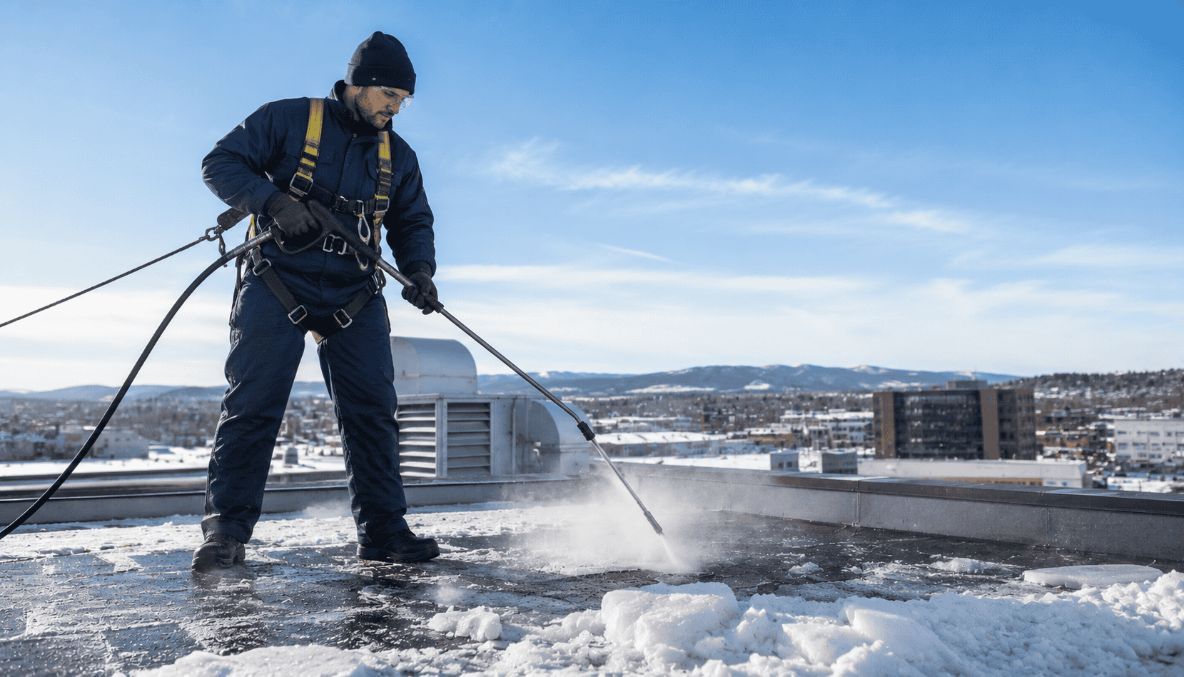 Déglaçage de toiture à l'eau chaude en hiver — Lac-Étchemin, Beauce, Lévis