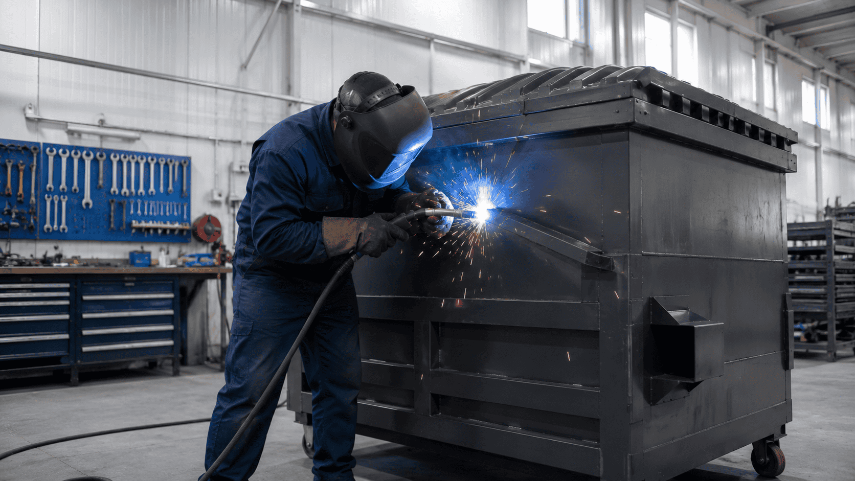 Réparation et soudure de conteneur commercial en atelier — Lac-Étchemin, Québec
